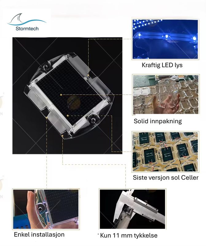 Stormtech  LED lys med solceller.Farge blå